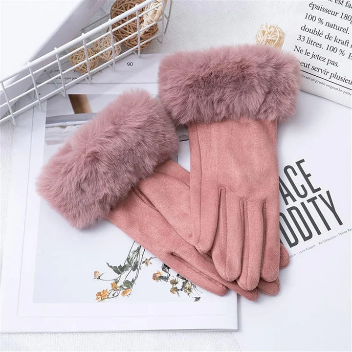Sweden Rękawice z Sztucznym Futrem - VelvetGlam-Bordeaux-Trend Polska