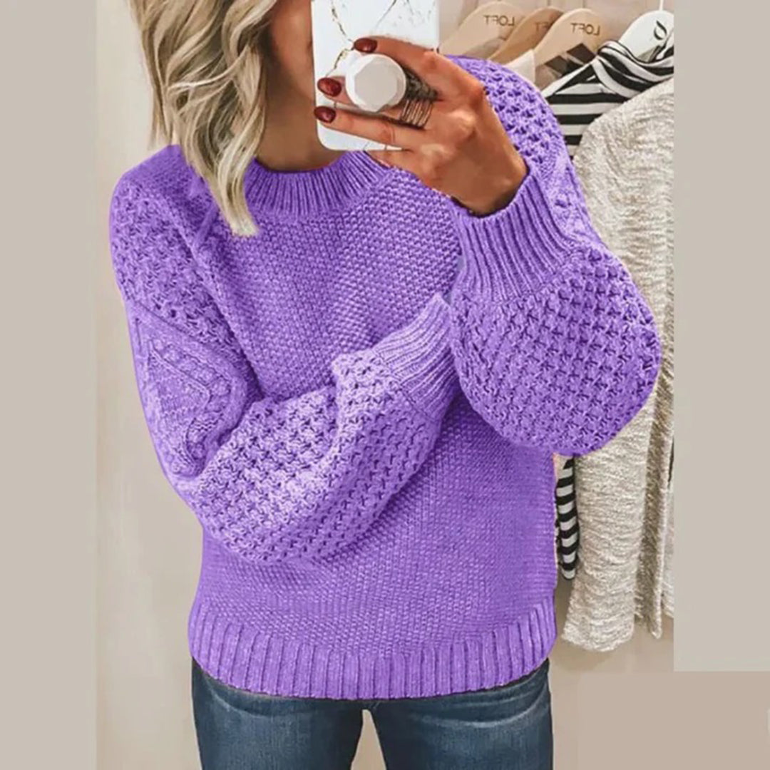 Sweter damski dzianinowy - Elina-Fioletowy-S-Trend Polska