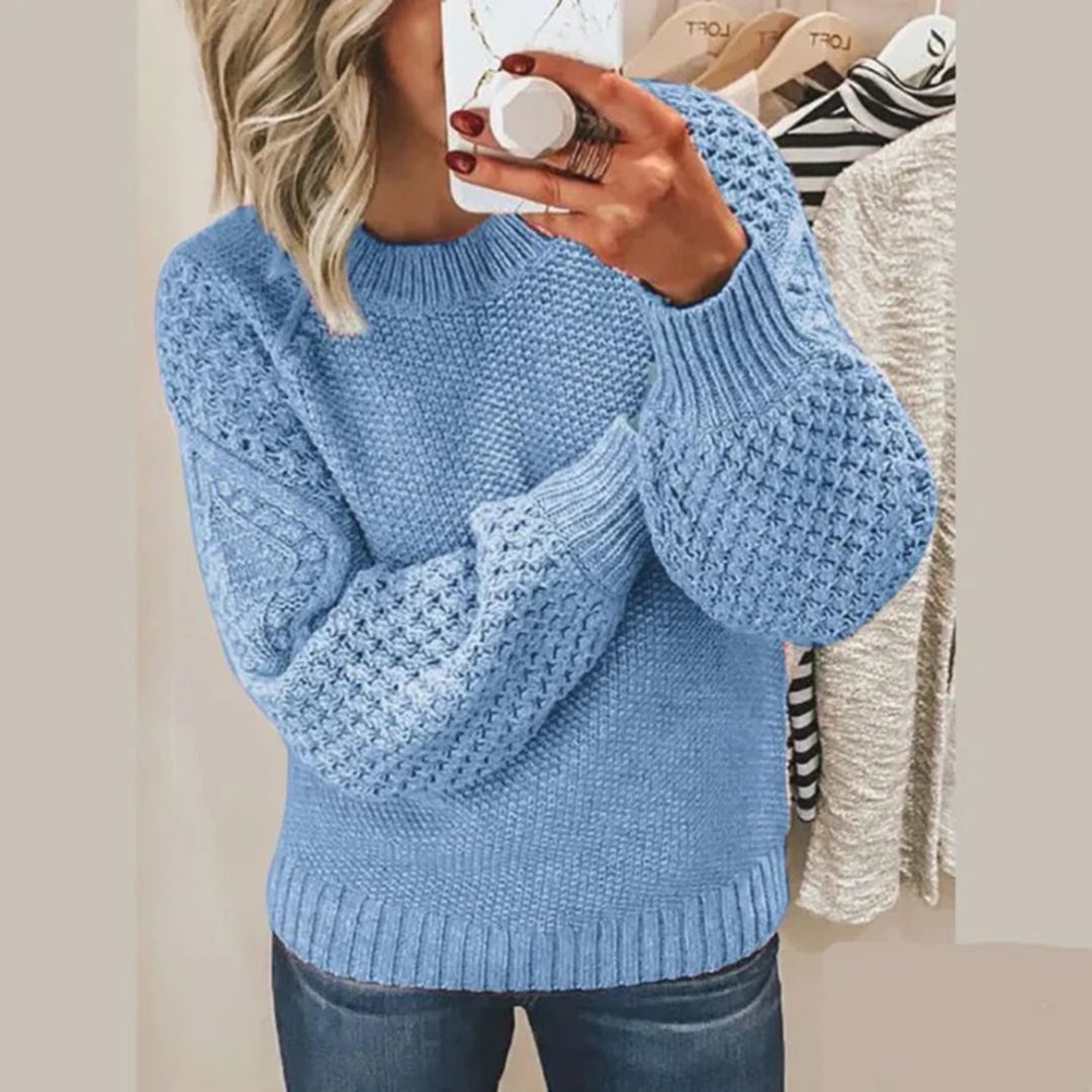 Sweter damski dzianinowy - Elina-Jasnoniebieski-S-Trend Polska