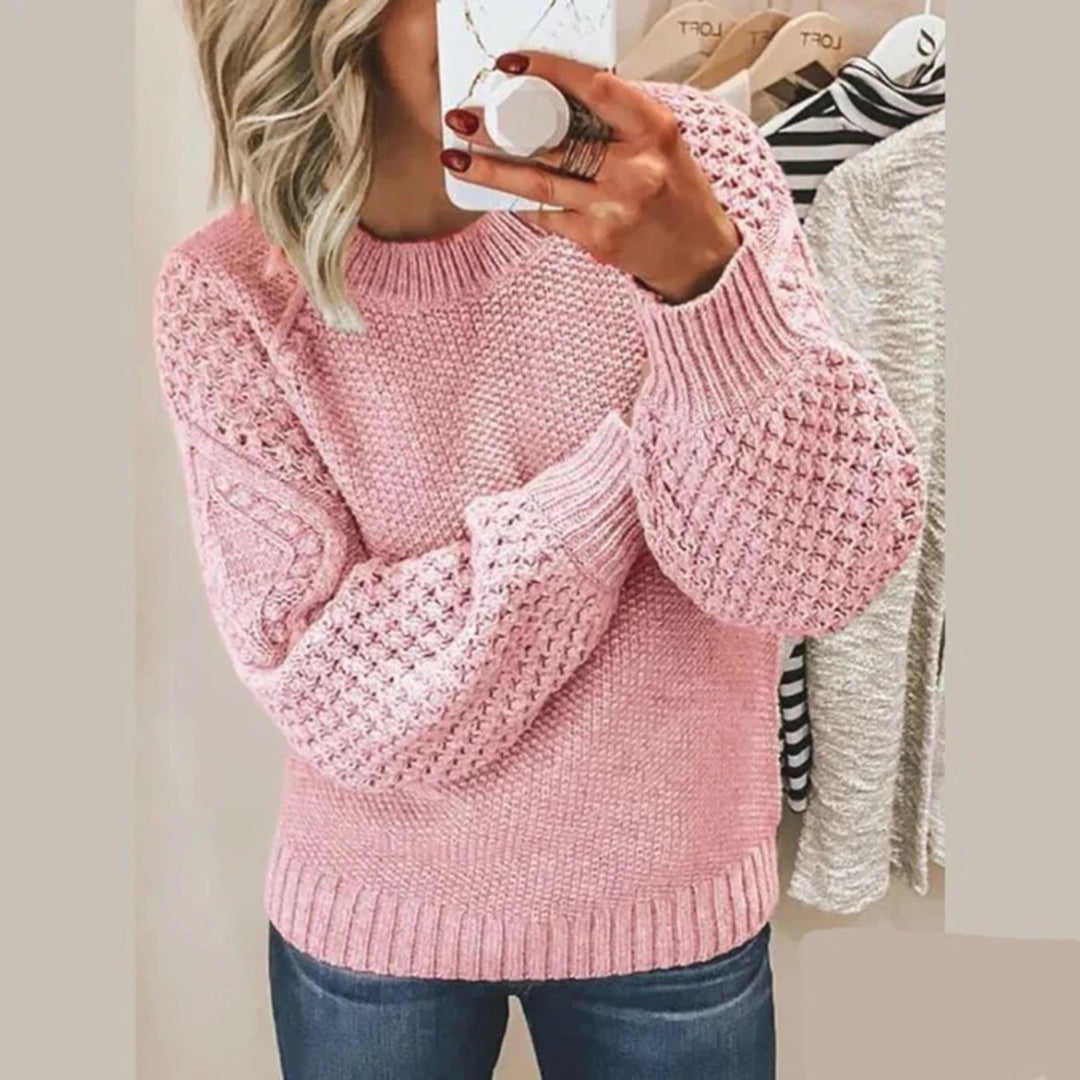 Sweter damski dzianinowy - Elina-Różowy-S-Trend Polska