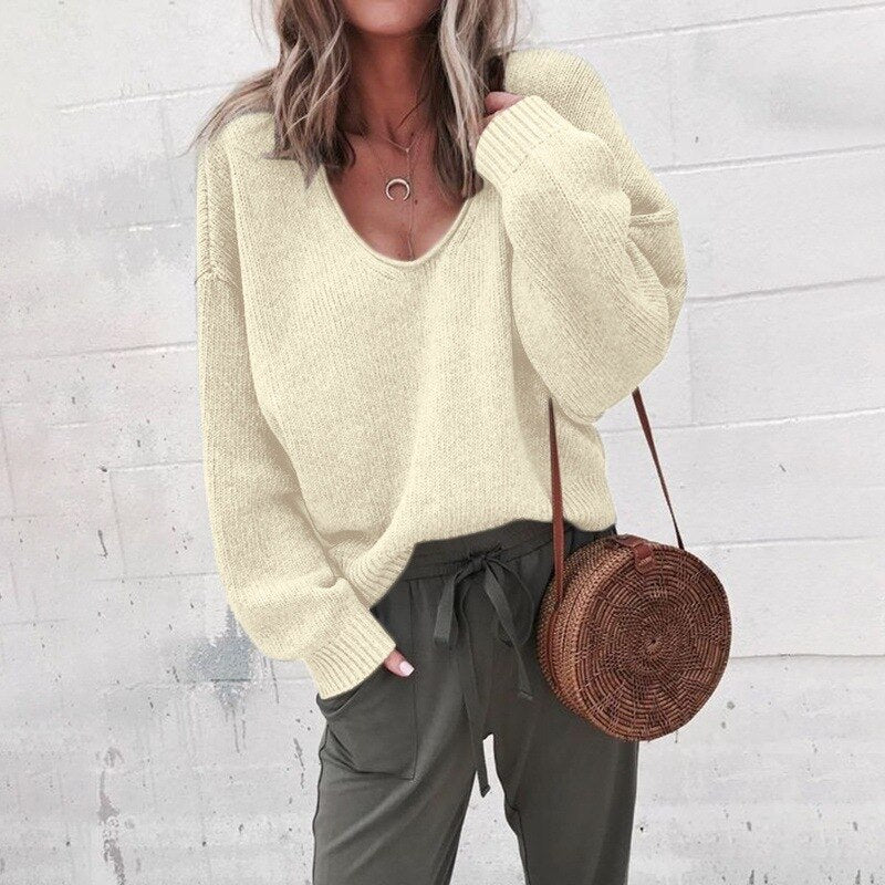Sweter Damski Oversized Kswetrowy - Aurora-Beżowy-XS-Trend Polska