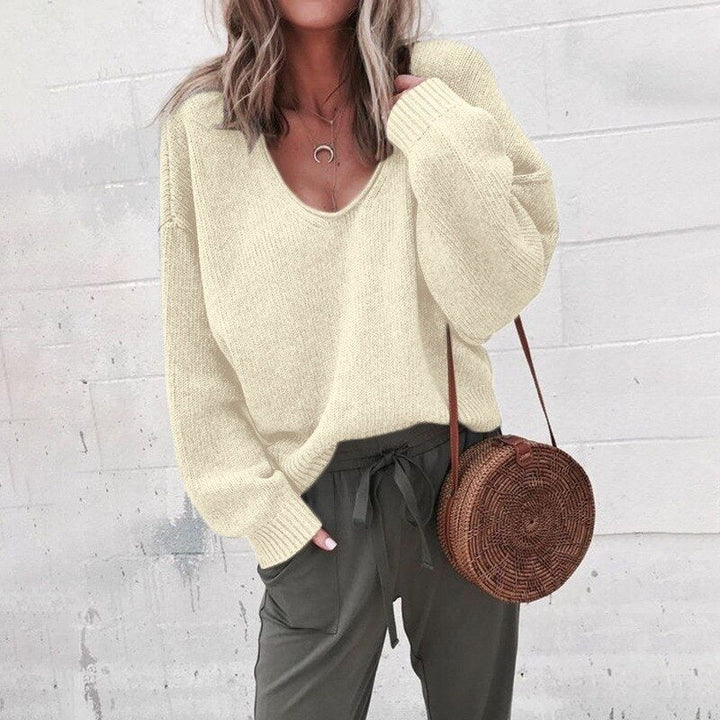 Sweter Damski Oversized Kswetrowy - Aurora-Beżowy-XS-Trend Polska