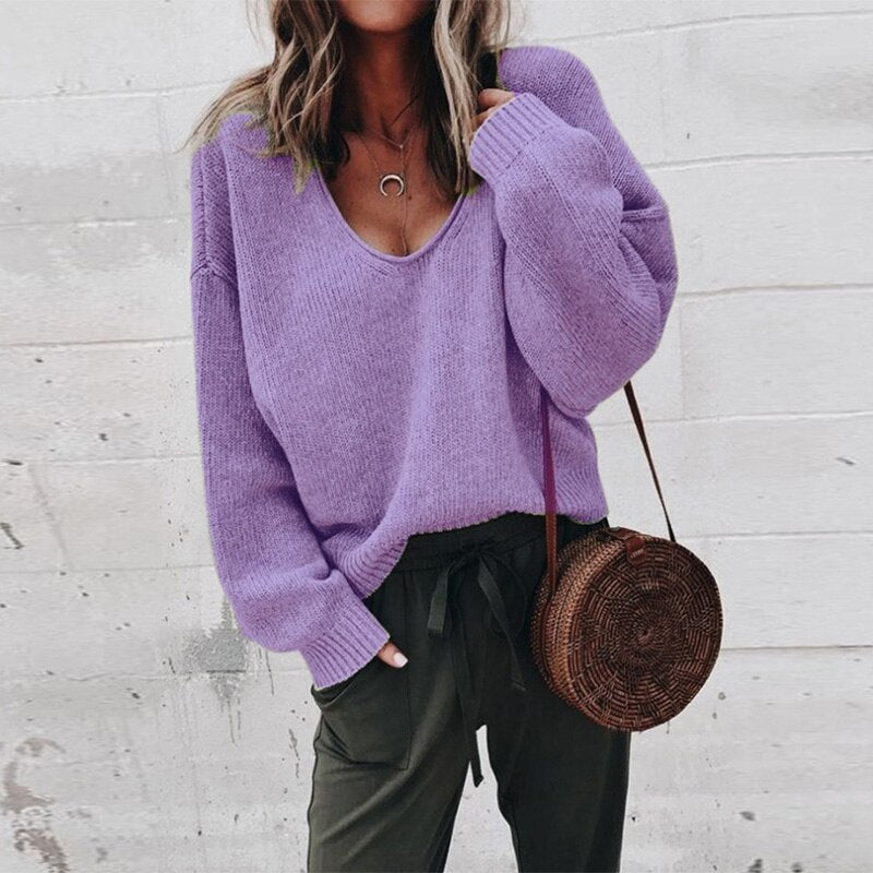 Sweter Damski Oversized Kswetrowy - Aurora-Fioletowy-XS-Trend Polska