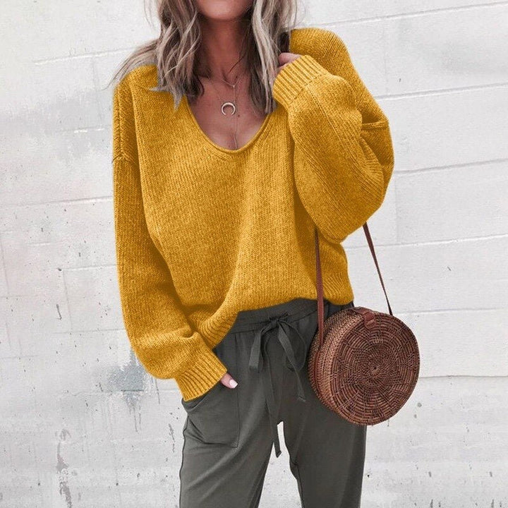 Sweter Damski Oversized Kswetrowy - Aurora-Żółty-XS-Trend Polska