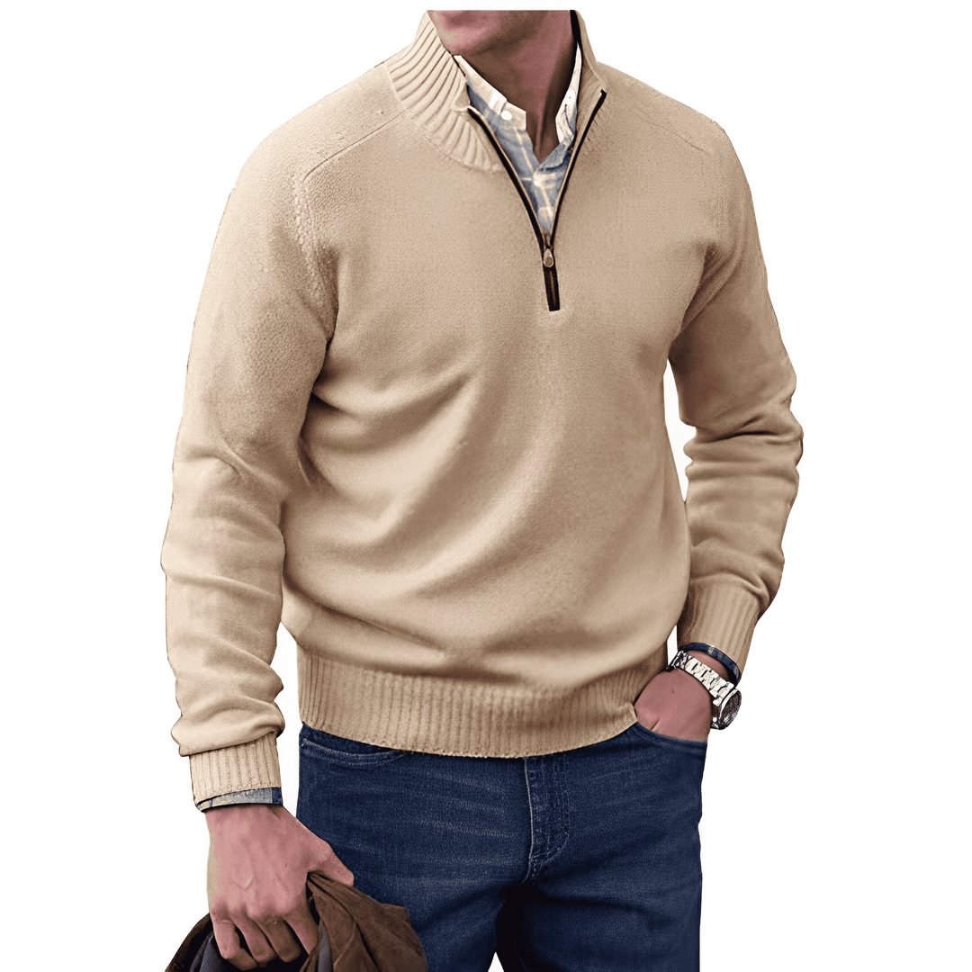 Sweter Kaszmirowy z Zamkiem - Mason-Brązowy-M-Trend Polska