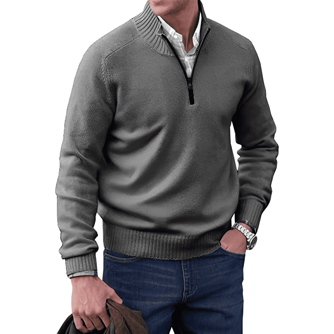 Sweter Kaszmirowy z Zamkiem - Mason-Ciemnoszary-M-Trend Polska