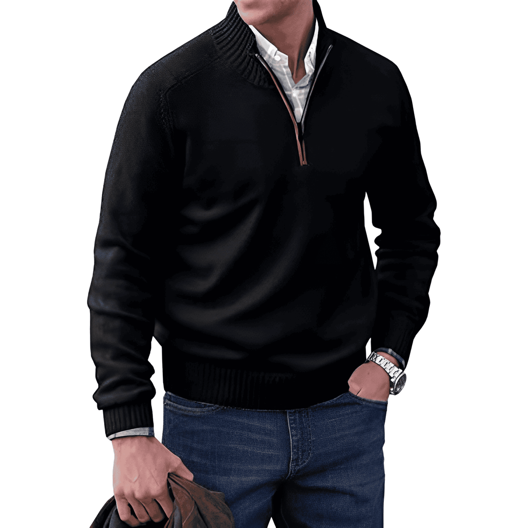 Sweter Kaszmirowy z Zamkiem - Mason-Czarny-M-Trend Polska
