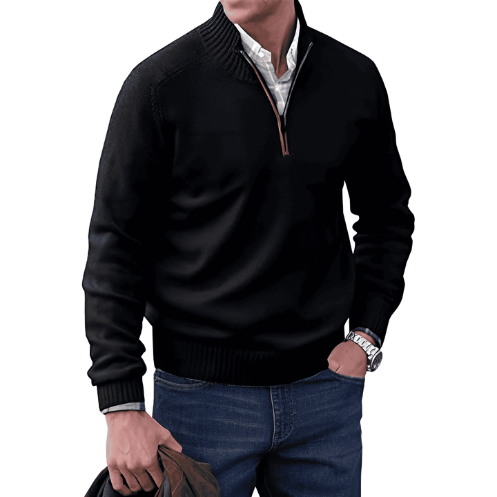 Sweter Kaszmirowy z Zamkiem - Mason-Czarny-M-Trend Polska