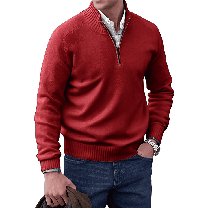 Sweter Kaszmirowy z Zamkiem - Mason-Czerwony-M-Trend Polska