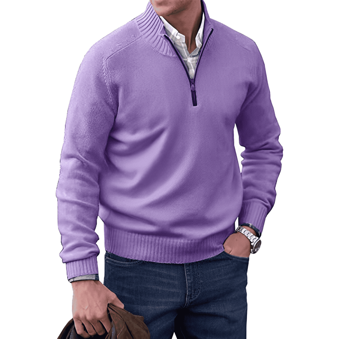 Sweter Kaszmirowy z Zamkiem - Mason-Fioletowy-M-Trend Polska