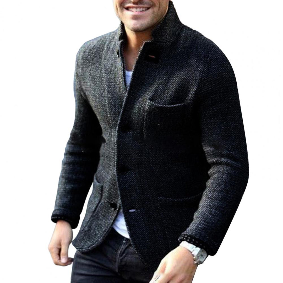 Sweter Męski Kardigan z Guzikami - Sven-Czarny-S-Trend Polska