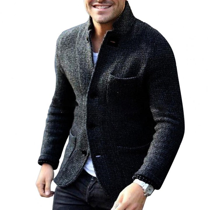 Sweter Męski Kardigan z Guzikami - Sven-Czarny-S-Trend Polska