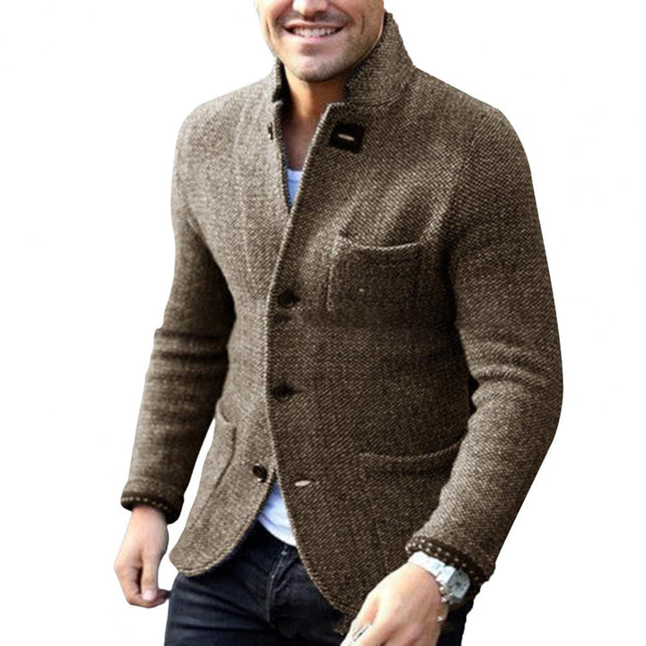 Sweter Męski Kardigan z Guzikami - Sven-Khaki-S-Trend Polska