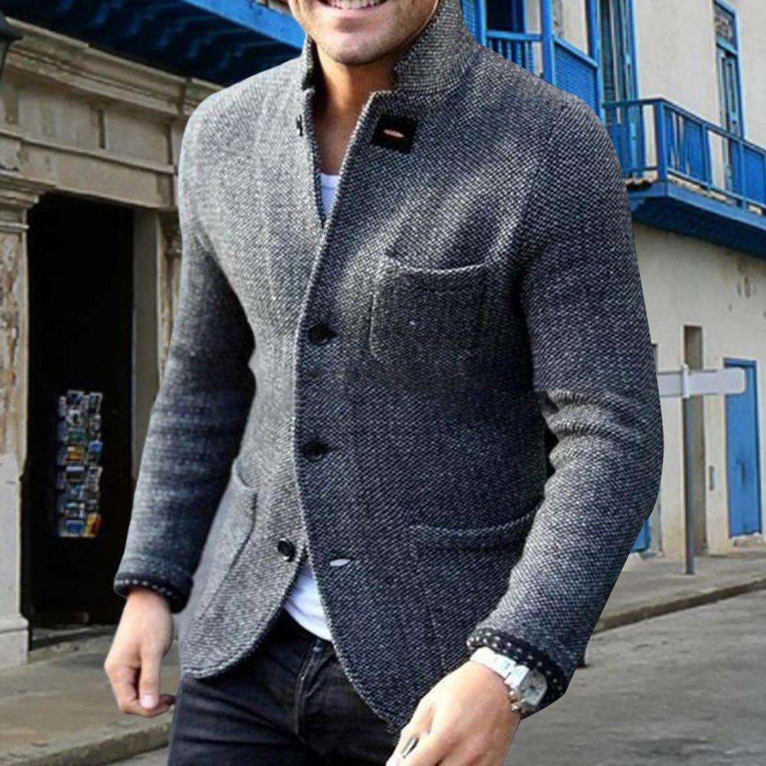 Sweter Męski Kardigan z Guzikami - Sven-Czarny-S-Trend Polska