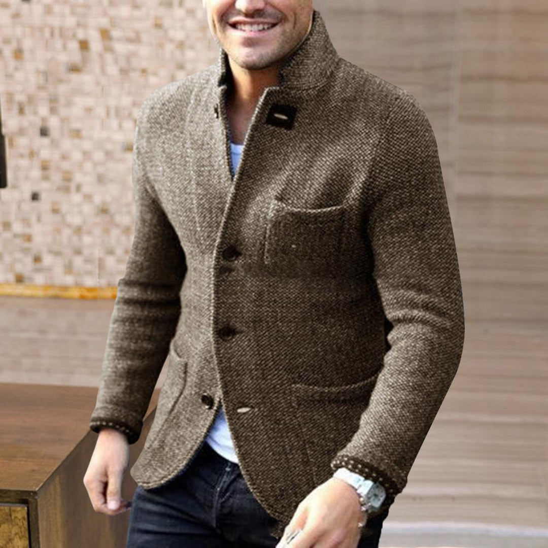 Sweter Męski Kardigan z Guzikami - Sven-Czarny-S-Trend Polska
