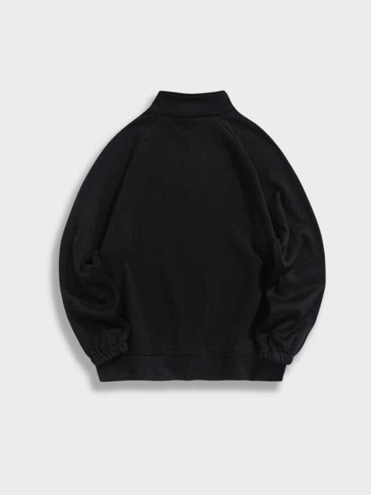 Sweter Męski Z Pół-Zamkiem - Logan-Czarny-XS-Trend Polska