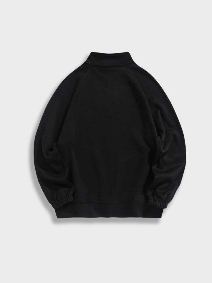 Sweter Męski Z Pół-Zamkiem - Logan-Czarny-XS-Trend Polska