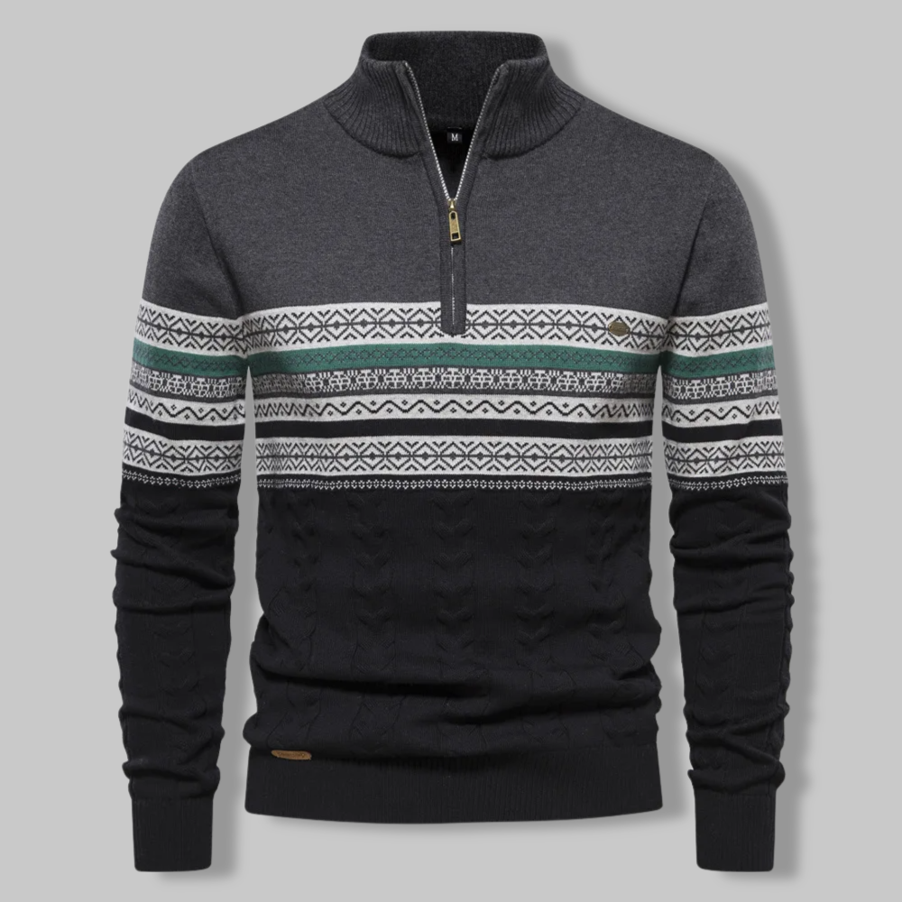 Sweter w Paski na Zamek - SummitZip-Ciemnoszary-S-Trend Polska
