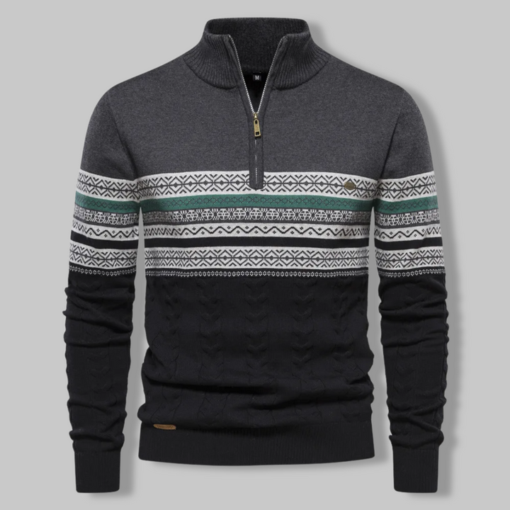Sweter w Paski na Zamek - SummitZip-Ciemnoszary-S-Trend Polska