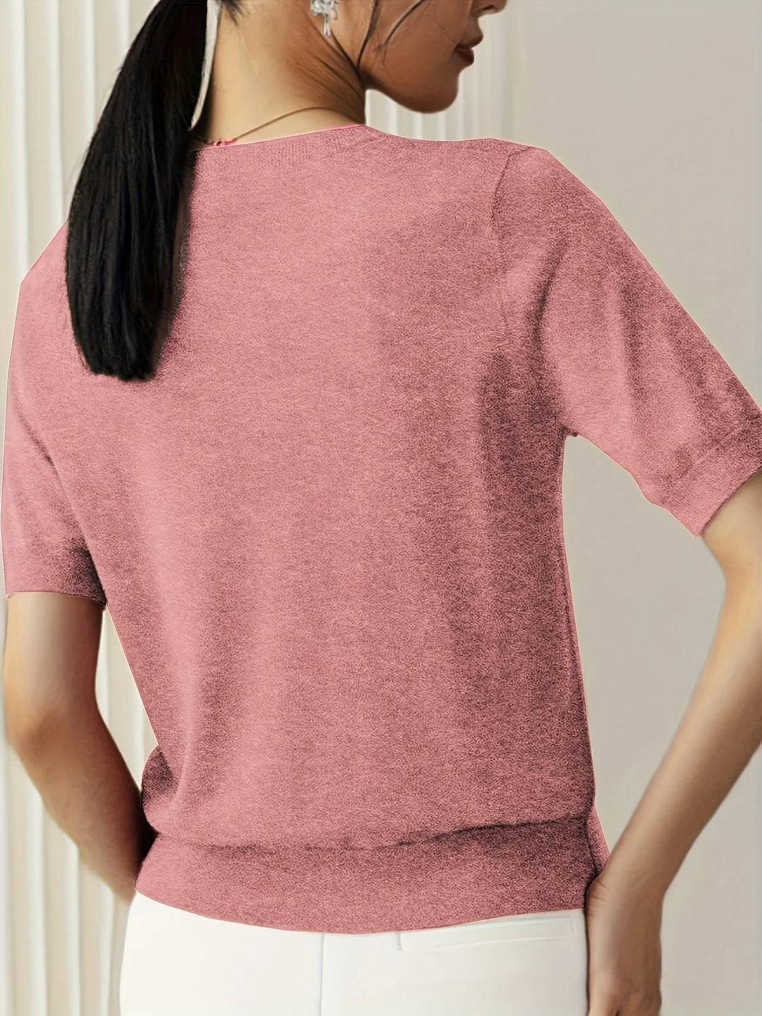 Sweter wiosenny z krótkim rękawem – Mira-Szary-XS-Trend Polska