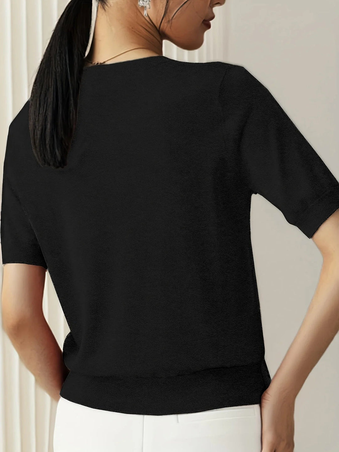 Sweter wiosenny z krótkim rękawem – Mira-Szary-XS-Trend Polska