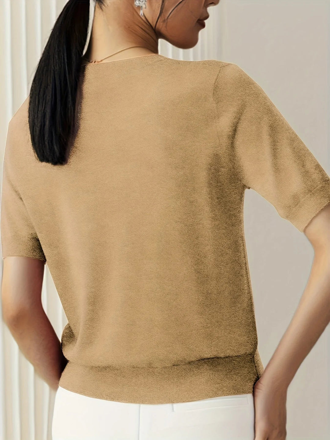 Sweter wiosenny z krótkim rękawem – Mira-Szary-XS-Trend Polska