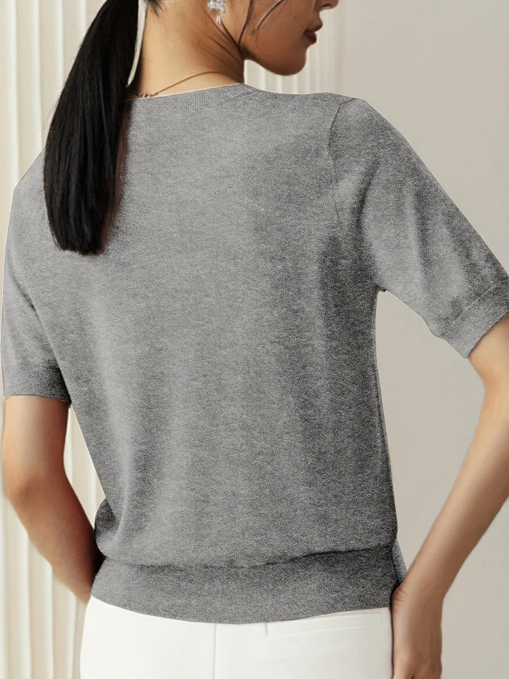 Sweter wiosenny z krótkim rękawem – Mira-Szary-XS-Trend Polska