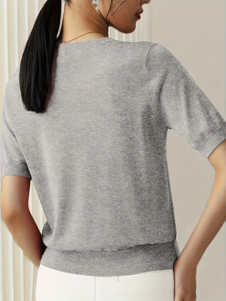 Sweter wiosenny z krótkim rękawem – Mira-Szary-XS-Trend Polska