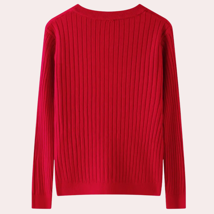 Sweter z dekoltem V i guzikami dla kobiet - Marit-Zielony-XS-Trend Polska