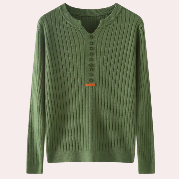 Sweter z dekoltem V i guzikami dla kobiet - Marit-Zielony-XS-Trend Polska