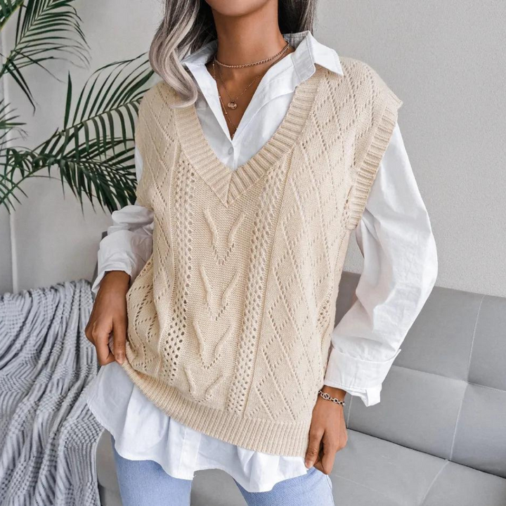 Sweter z dekoltem w kształcie litery V dla kobiet - Isabelle-Morela-XS-Trend Polska