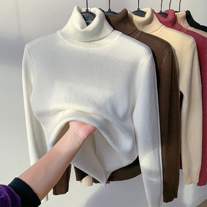 Sweter z golfem z dzianiny polarowej zimowej – Evelyne-Biały-S-Trend Polska