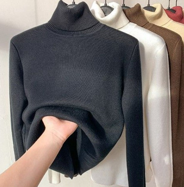 Sweter z golfem z dzianiny polarowej zimowej – Evelyne-Czarny-S-Trend Polska