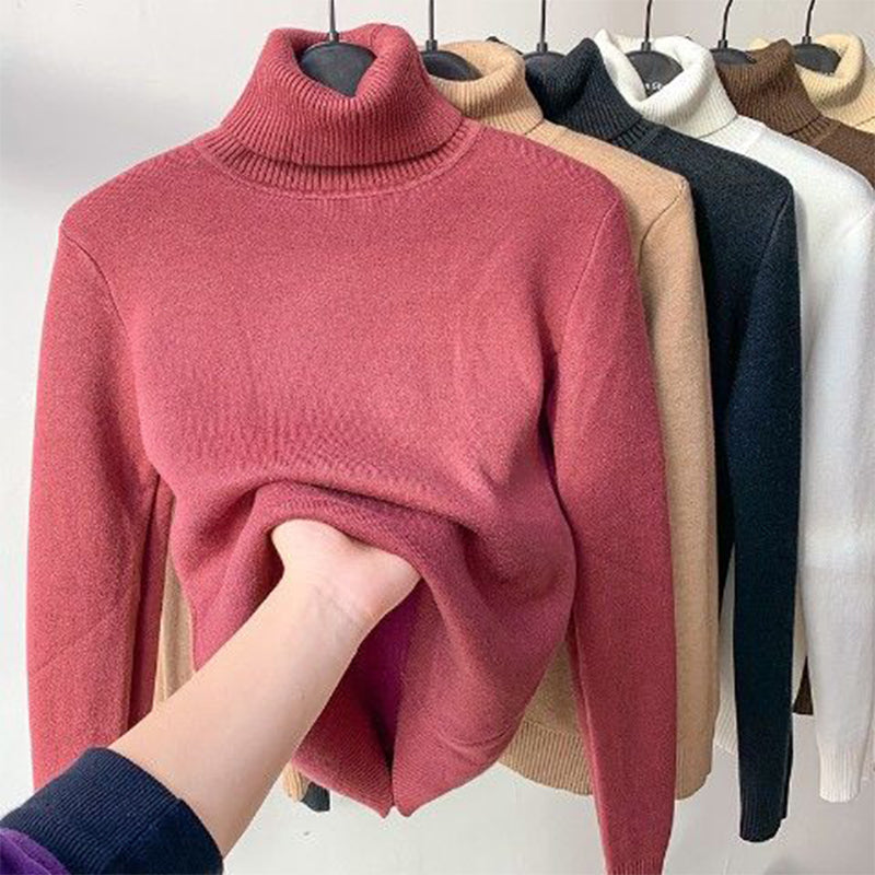 Sweter z golfem z dzianiny polarowej zimowej – Evelyne-Różowy-S-Trend Polska
