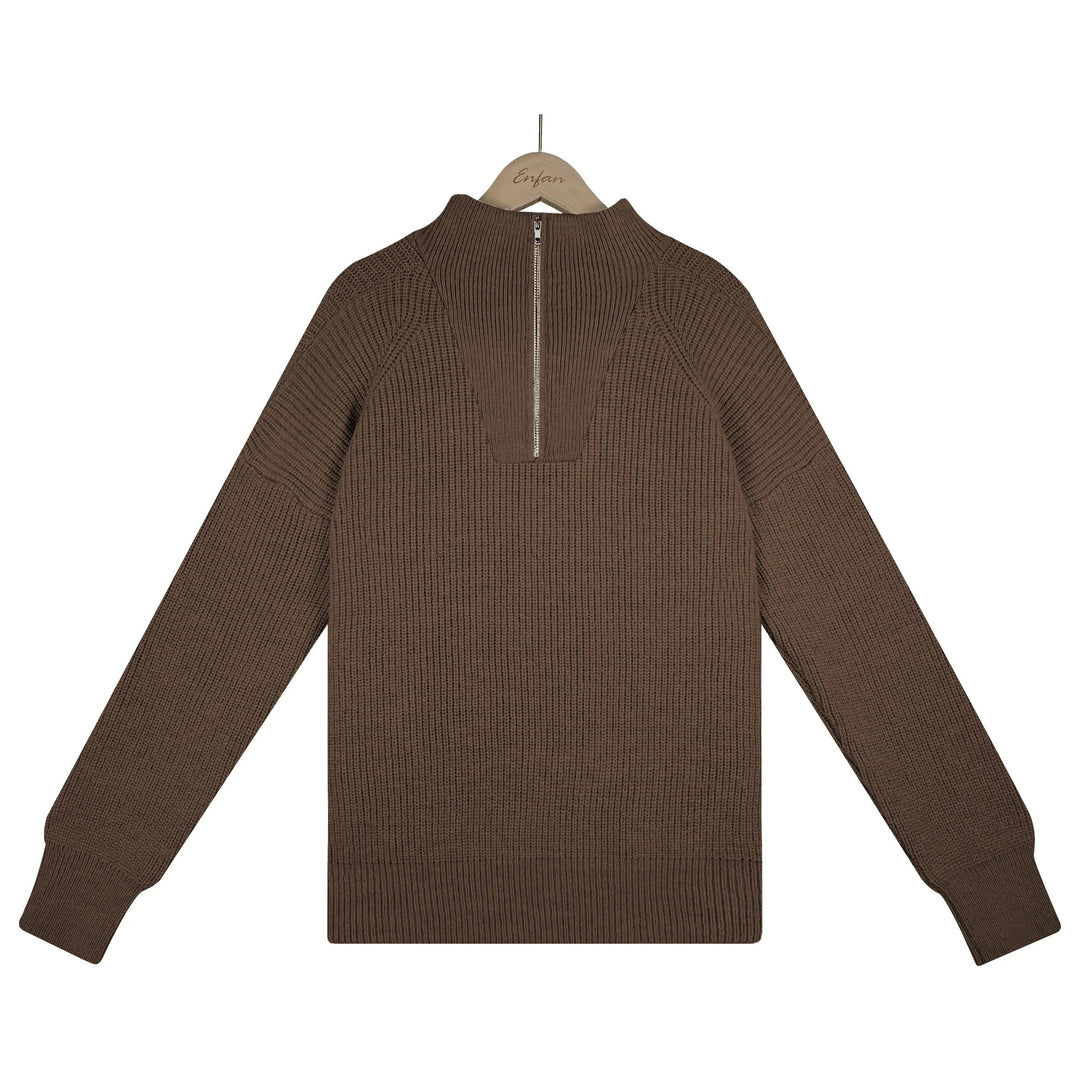 Sweter z pół zamkiem dzianinowy - Sienna-Crèmewit-S-Trend Polska