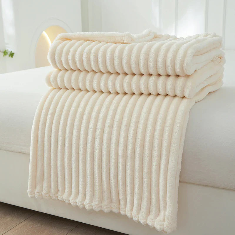 Szeroka, paskowana flanelowa kołdra polarowa - CozyStripe-Czerwony-100x150cm-Trend Polska