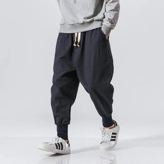 Szerokie męskie joggery w stylu streetwear – Nico-ciemnoniebieski-S-Trend Polska