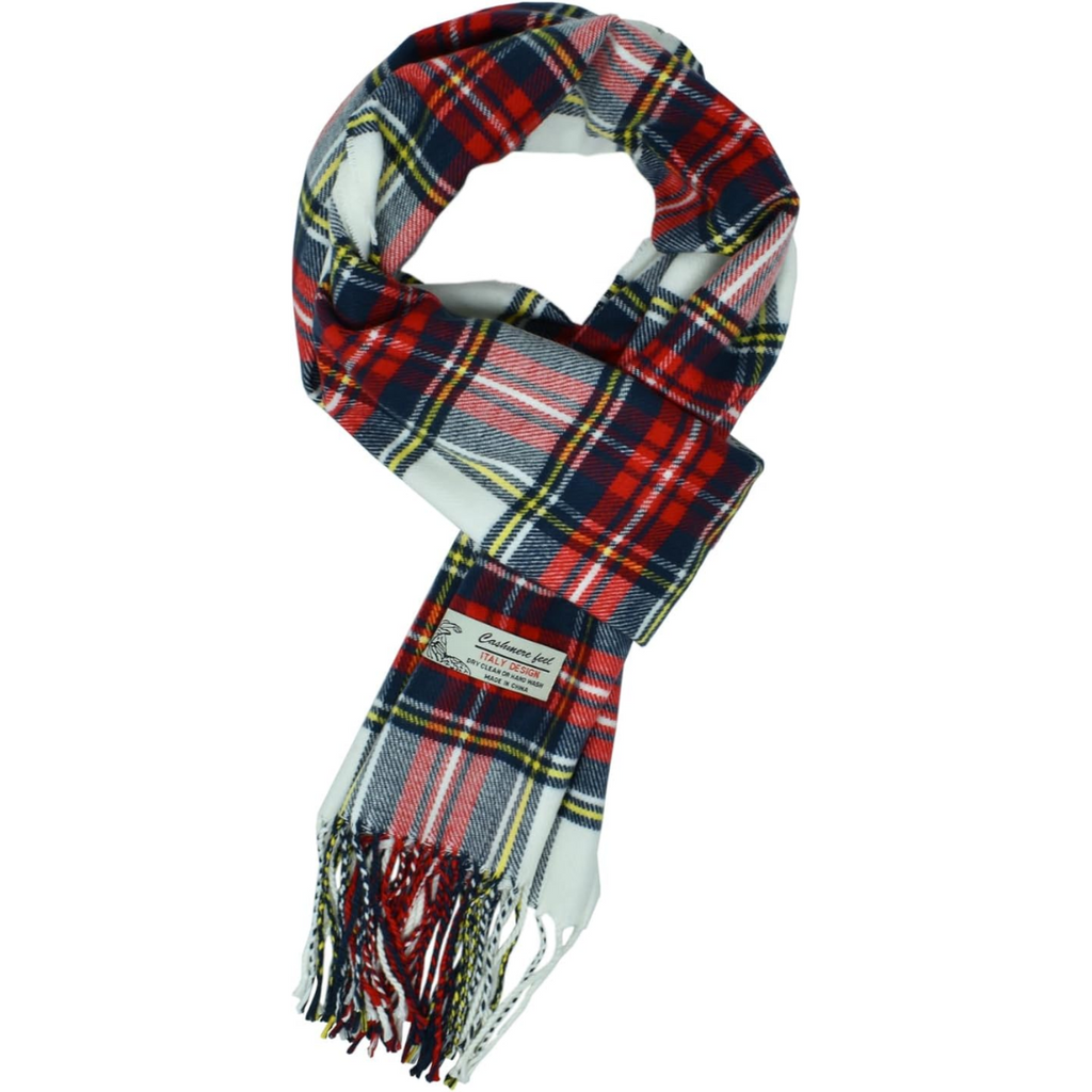 Szkocki szal zimowy w kratę Stewart – Ewan-Biały tartan Stewart-Trend Polska
