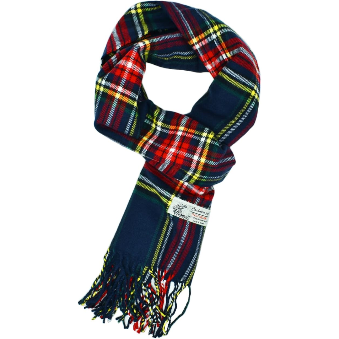 Szkocki szal zimowy w kratę Stewart – Ewan-Granatowy tartan Stewart-Trend Polska