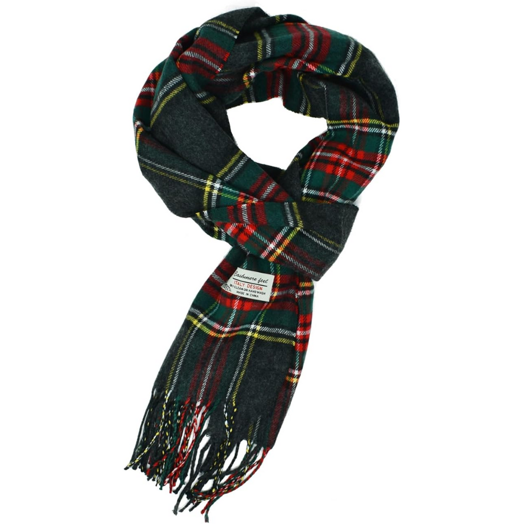 Szkocki szal zimowy w kratę Stewart – Ewan-Szary tartan Stewart-Trend Polska