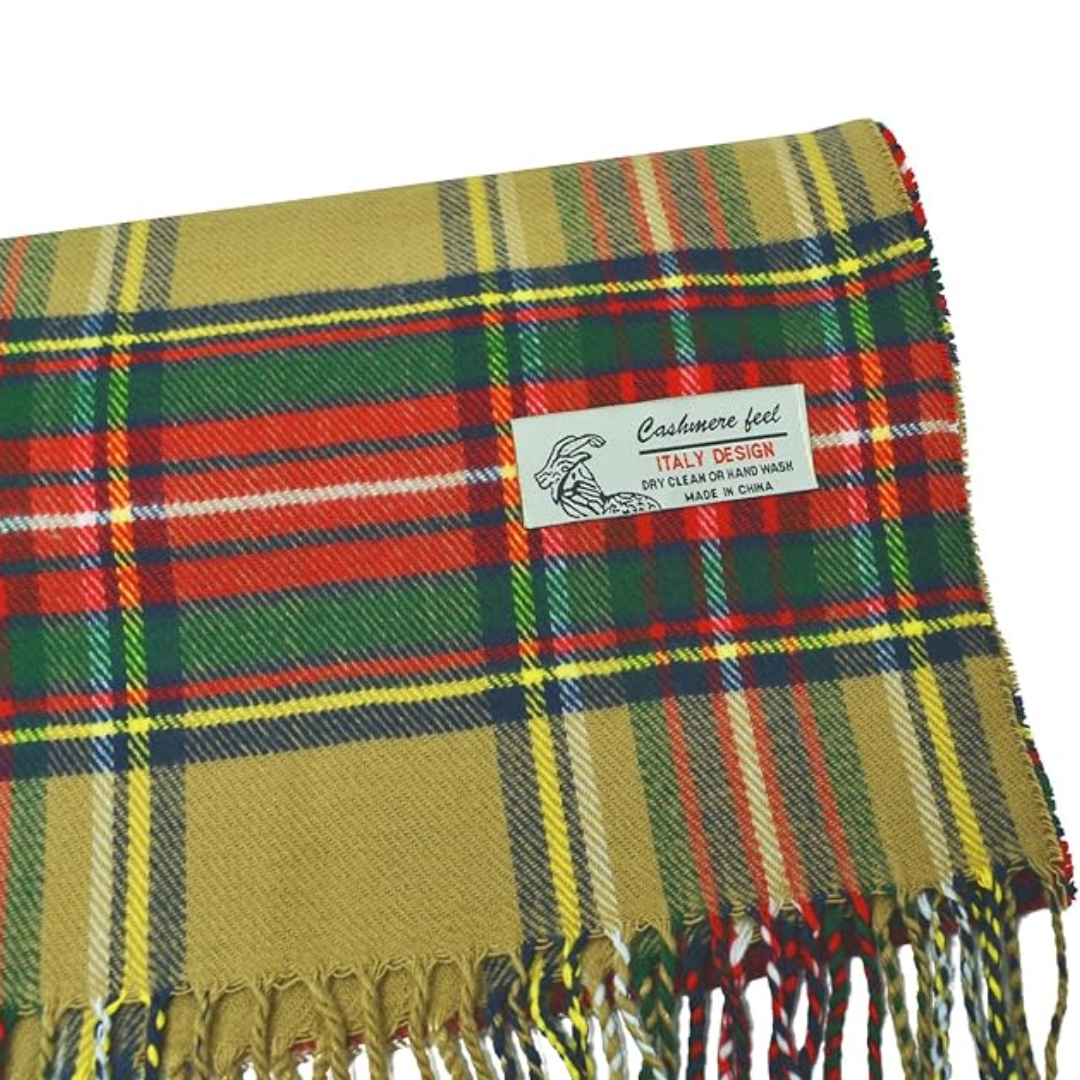 Szkocki szal zimowy w kratę Stewart – Ewan-Biały tartan Stewart-Trend Polska