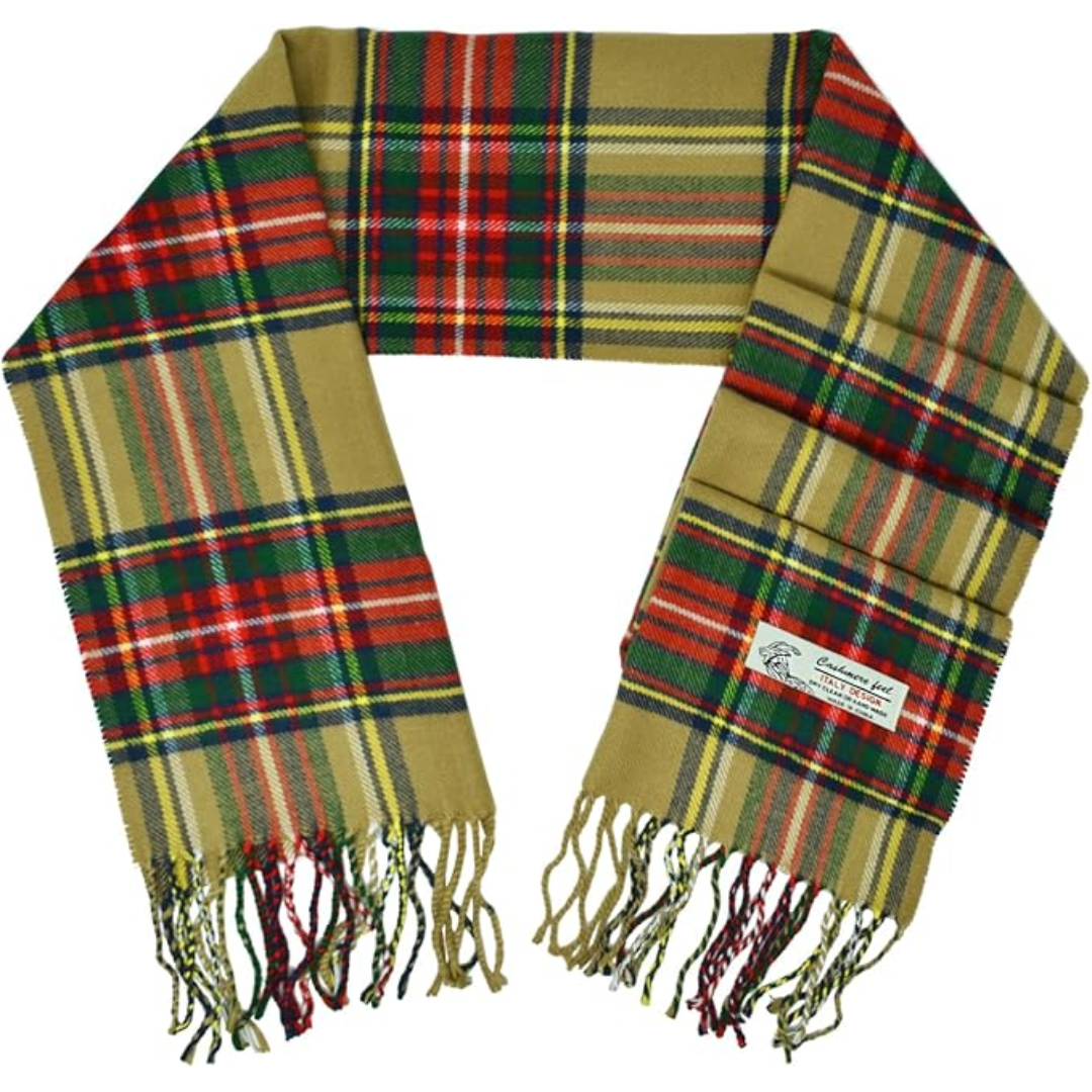 Szkocki szal zimowy w kratę Stewart – Ewan-Biały tartan Stewart-Trend Polska