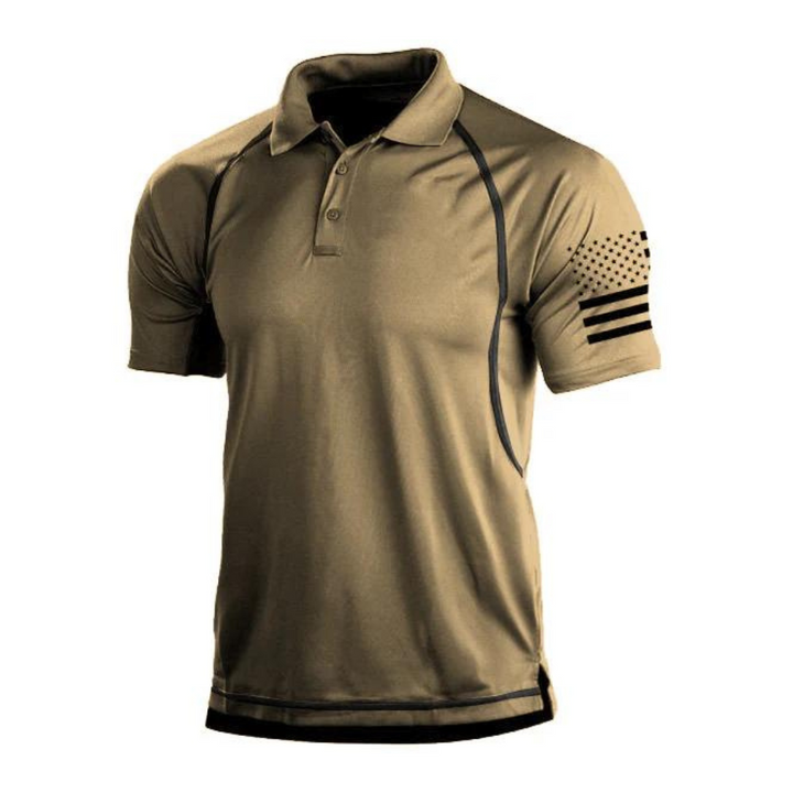 Szybkoschnąca koszulka polo outdoorowa dla mężczyzn – TrailCore Polo-Khaki-S-Trend Polska