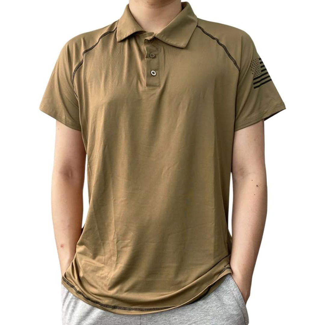 Szybkoschnąca koszulka polo outdoorowa dla mężczyzn – TrailCore Polo-Khaki-S-Trend Polska