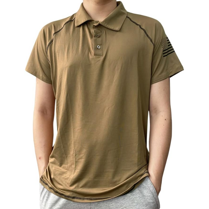 Szybkoschnąca koszulka polo outdoorowa dla mężczyzn – TrailCore Polo-Khaki-S-Trend Polska