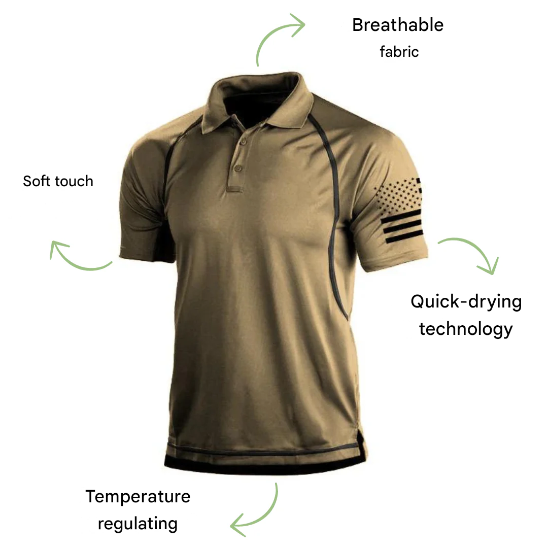 Szybkoschnąca koszulka polo outdoorowa dla mężczyzn – TrailCore Polo-Khaki-S-Trend Polska