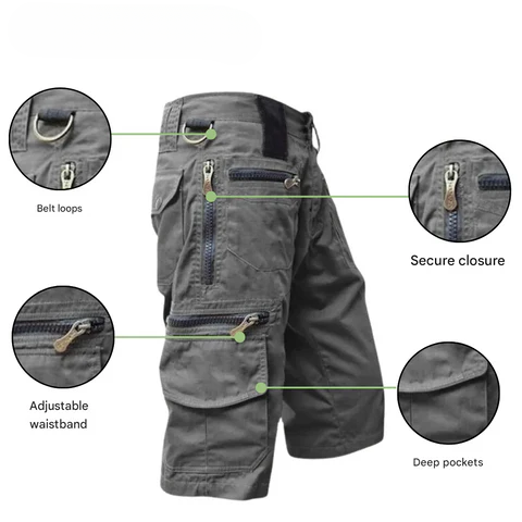 Szybkoschnące spodenki cargo outdoorowe dla mężczyzn – TrailFlex-Szary-S-Trend Polska