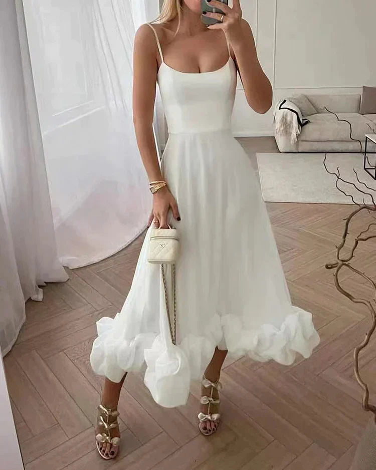 Szykowna Midi Sukienka - Sophia-Biały-S-Trend Polska