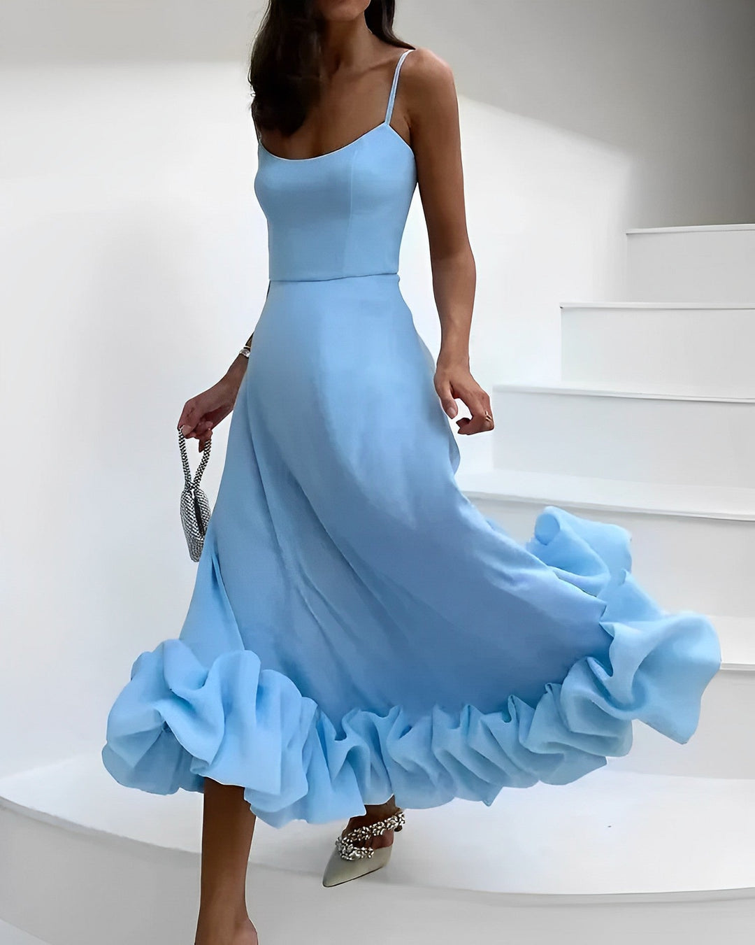 Szykowna Midi Sukienka - Sophia-Niebieski-S-Trend Polska