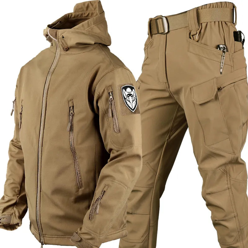 Tacticalzny zestaw outdoorowy wiatro- i wodoodporny dla mężczyzn - Logan-Khaki-S-Trend Polska